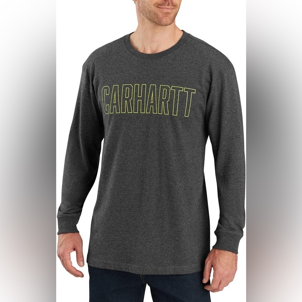 Carhartt Original Fit Grey Long Sleeve Logo Tshirt Medium